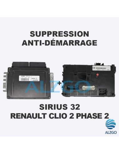 SUPPRESSION ANTI DEMARRAGE SIRIUS 32 RENAULT CLIO 2 PHASE 2